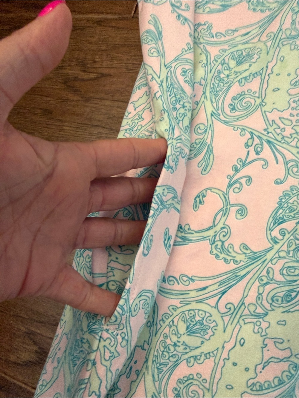 NWOT Miss Elaine Pastel Paisley Inteovk Zip Front Long MP Robe in Pink and Mint - Picture 8 of 9